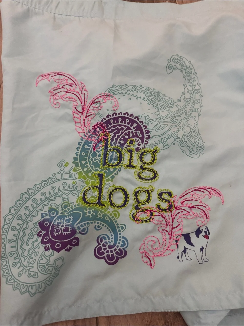 Big Dogs Light Blue  Swim trunks Shorts with Paisley Accent L